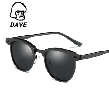 DAVE 2020 Vintage Halv Frame Polariserede Solbriller Mænd Luksus Mærke Kørsel Spejl solbriller Mandlige Runde Goggle-Brillerne UV400