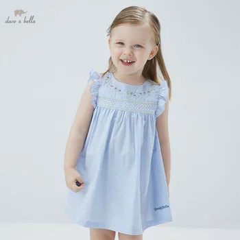 DB16850 dave bella sommer baby pige er sød blomstret stribet print kjole børn fashion party dress børn spædbarn lolita tøj