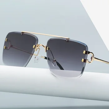 DENISA Dobbelt Bro Uindfattede Solbriller Mænd Kvinder 2021 Mode Grå Sqaure Solbriller Til Mænd UV400 Mærke Luksus Briller G3040