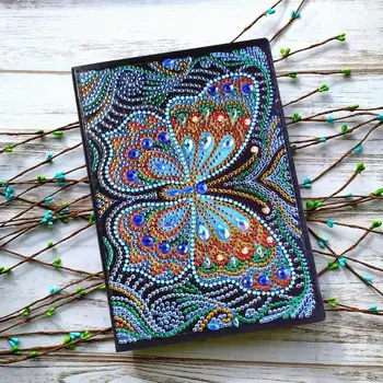 DIY Butterfly Specielt Formet Diamant Maleri Notebook A5 50 Sider Studerende Sketchbook Notebook DIY Håndværk Julegave