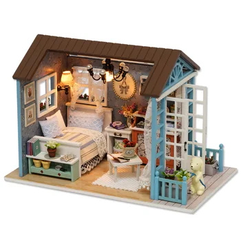 DIY Dukke Hus Træmøbler Diy Hus Miniature Box 3D Miniaturas Dukkehus Kits Hjem Møbler Kreative Julegaver