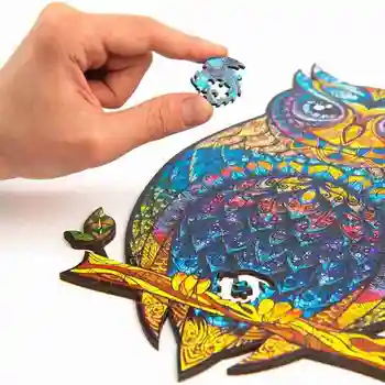 DIY Farverige Træ-Puslespil Mystiske Puslespil Til Voksne Børn Pædagogiske Spil Gave Toy Dyr Kreative