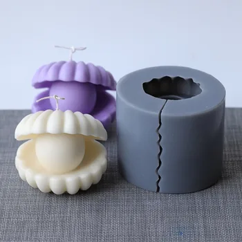 DIY Silikone Lys Skimmel Shell Pearl Aromaterapi Harpiks Forme 3D Fondant Sæbe gipsform Håndlavet Kage Dekoration Kunst Håndværk