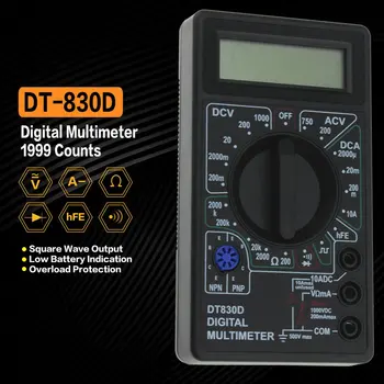 DT-830D Mini Pocket Digital Multimeter 1999 Tæller AC Volt Amp Ohm Diode hFE Kontinuitet Tester Amperemeter Voltmeter Ohmmeter