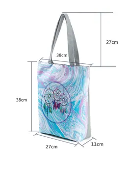 Dame Blå Akvarel Håndtaske Opbevaring Skuldertaske Kvindelige Stor Kapacitet Cirkel Tote Taske Kvinder Fjer Print Shopping Tasker Billige