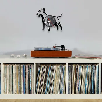 Dejlig Bulldog Laser Cut Longplay Væg Ur Bull Terrier Dyr Vinyl Album Re-agtede Optage Ur Gave Til Doggy Elskere