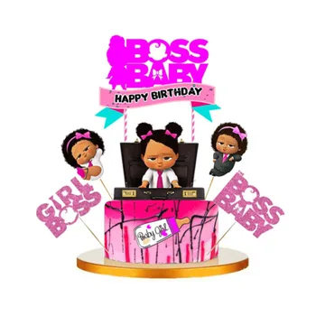 Dejlig Pige Boss Happy Birthday Cake Topper Cute Baby Boy Cupcake Toppers for Børn, Fødselsdag Kage Dekorationer Baby Shower