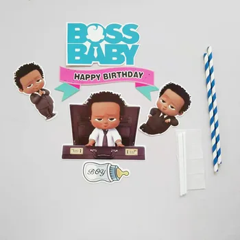 Dejlig Pige Boss Happy Birthday Cake Topper Cute Baby Boy Cupcake Toppers for Børn, Fødselsdag Kage Dekorationer Baby Shower