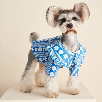 Dejlig Sommer, Dog Shirt til Små og Mellemstore Hunde Blomster Print Korea Stil Hund Tøj Søde Schnauzer Tøj Hvalp Kæledyr t-shirts