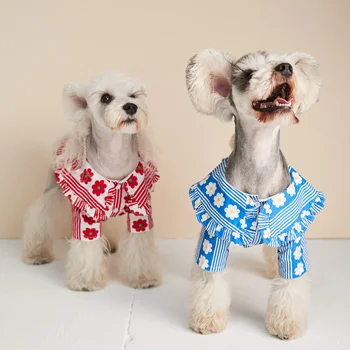Dejlig Sommer, Dog Shirt til Små og Mellemstore Hunde Blomster Print Korea Stil Hund Tøj Søde Schnauzer Tøj Hvalp Kæledyr t-shirts