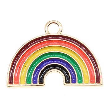Dejlig farverig regnbue vedhæng zink legering halskæde, lang kæde smykker sweetheart kvinde mand venskab pige gave