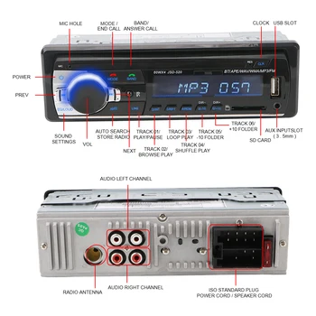 Digital Bluetooth-12V AUX-Indgang Audio-Musik-USB/SD-1DIN In-Dash Bil MP3-Afspiller, FM-Radio, Stereo Bil Radio