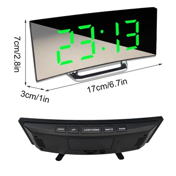 Digital Vækkeur, Skrivebord Tabel Ur Buede LED-Skærm vækkeure for Kids Soveværelse Temperatur Snooze-Funktionen Home Decor