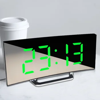 Digital Vækkeur, Skrivebord Tabel Ur Buede LED-Skærm vækkeure for Kids Soveværelse Temperatur Snooze-Funktionen Home Decor