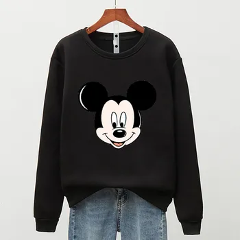 Disney Mickey Mouse Womens Hoodie Oversize Langærmet Fleece Crewneck Sweatshirt Damer Streetwear Mode Moletom Feminino