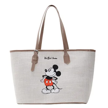 Disney Minnie Høj kapacitet håndtaske kvinder Canvas taske kvindelige Tote taske tegnefilm taske Mickey skulder bærbare shopping taske