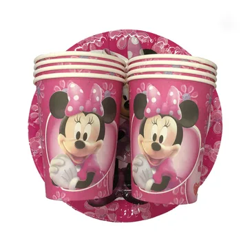 Disney Minnie Mouse Piger Part, Kids Dekorationer Papir Kopper, Servietter Plader Strå, Baby Shower, Fødselsdag Håndlangere Festartikler