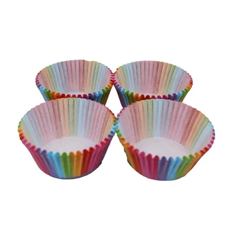 Disponibel Rainbow Cupcake bagepapir Kop Muffin Tilfælde Liners til Ferie Leverancer Sæt af 100