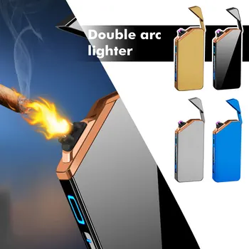 Dobbelt ARC Cigarettænder Vindtæt omgivende luft. flammeloes Elektriske USB-Genopladelige Plasma Lettere For Rygning Med LED Power Displayet