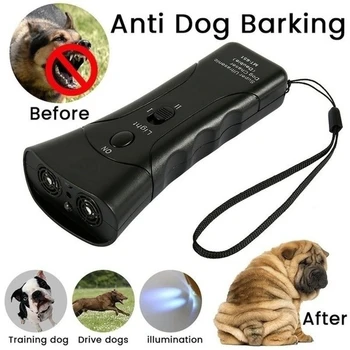 Dobbelt Hovedet Ultralyd Dog Repeller Bærbare LED Lommelygte Stoppe med at Gø Af Selskabsdyr Hvalp Barking Træning af Kontrol Enhed