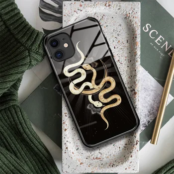 Dobbelt Slange Mystiske Tatoveringer Glas Blød Silikone Phone Case FOR IPhone SE 6s 7 8 Plus X XR XS 11 12 Mini Pro Max antal Sumsung Dække Shell