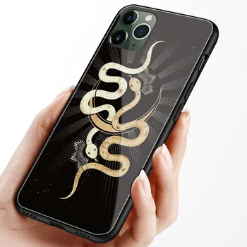 Dobbelt Slange Mystiske Tatoveringer Glas Blød Silikone Phone Case FOR IPhone SE 6s 7 8 Plus X XR XS 11 12 Mini Pro Max antal Sumsung Dække Shell
