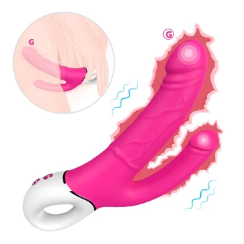 Dobbelt anal, dobbelt stød og multi-punkt stimulation falske penis G-punktet, klitoris massager voksen masturbation toy silikone
