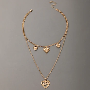 Docona Mode Guld Hjerte Form Pandent Halskæde til Kvinder Kreativitet Geometriske Brev Kvindelige Bryllup Smykker Engros 17698