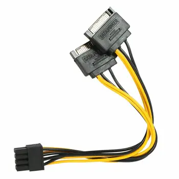 Dual SATA-15 bens at 8pin grafikkort Power Adapter Kabel 20cm PCIE SATA Power Supply Kabel-8p til SATA for Bitcoin Miner Minedrift
