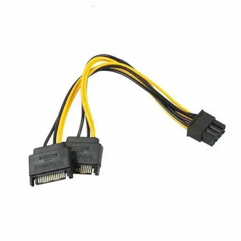 Dual SATA-15 bens at 8pin grafikkort Power Adapter Kabel 20cm PCIE SATA Power Supply Kabel-8p til SATA for Bitcoin Miner Minedrift