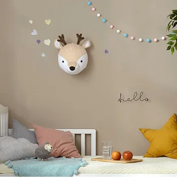 Dyr, Elefant Deer Bear Hoved Vægbeslag Fyldte Væggen Hænger Soveværelse Indretning Følte Kunst Væggen Hænger Pige Børnehave Nordiske Toy