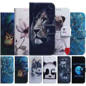 Dyr Sag Læder Cover Til Max Samsung Galaxy A10 A10S A30S A50S M10-M20 M30S Panda Tiger, Løve Wolf Ugle Magnolia-Blomst DP26F