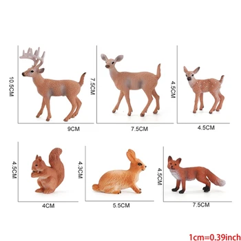 Dyr, Tal, Skov Skabninger, Figurer, Miniature Legetøj Kage Toppers (Hjorte Familie, F ox, kaniner, Egern)
