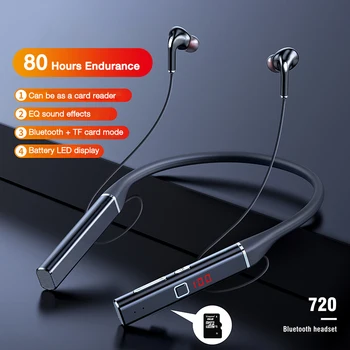 EARDECO 80 Timer Bluetooth-Hovedtelefon-Bas Trådløse Hovedtelefoner Hovedtelefoner Stereo Hals Hovedtelefoner Headset med Mikrofon TF Kort EQ