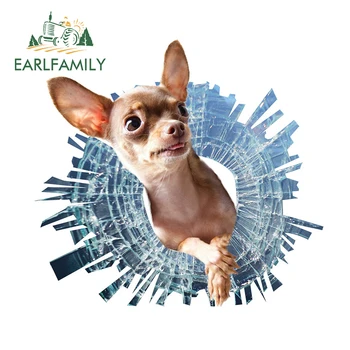 EARLFAMILY 13cm x 12,2 cm Chihuahua glasskår Bil Decal Cute Pet Hund, Bil Mærkat Vindue Væg Dekoration 3D-Bil Styling