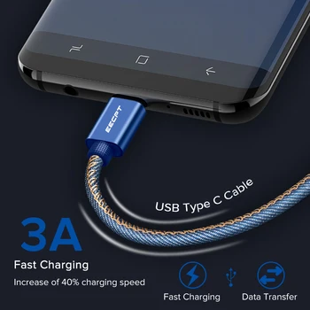 EECPT USB Type C Kabel-Hurtig Opladning Data USB-C Kabel til Samsung Galaxy S9 S8 Plus Mobiltelefon Oplader Kabel til Xiaomi Mi 9 8