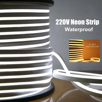 EU-220V Neon Stribe Vandtæt Hvid/Varm Hvid 2835 120LEDs/m Bånd, Tape Fleksibel LED Strip-Lampe til Udendørs Have Dekoration