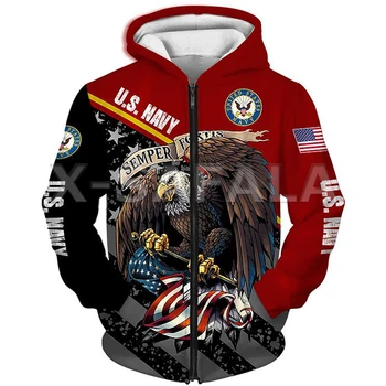 Eagle USA Flag Marine, Navy 3D-Print Hættetrøjer Pullover, Sweatshirts Mand Kvinder Harajuku Outwear Casual Unisex Zip Jakke Træningsdragt