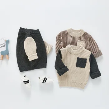 Efterår og Vinter 2021 Baby Drenge Bluse Børn strikket Tøj Børn Pullover Jumper lille Barn Stribet Europæiske Amerikansk Dreng