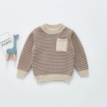 Efterår og Vinter 2021 Baby Drenge Bluse Børn strikket Tøj Børn Pullover Jumper lille Barn Stribet Europæiske Amerikansk Dreng