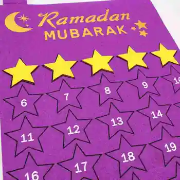 Eid mubarak julekalender 30 dage hængende følte nedtælling dekorationer deko kareem hellige gaver Til børn muslimske ramada X2H1