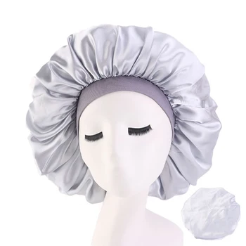 Ekstra Store Satin Silke Bonnet Sove Cap med Premium-Elastik For Kvinder Solid Farve Wrap dit Hoved Skygget Godnatdrink Nat Hat 1X
