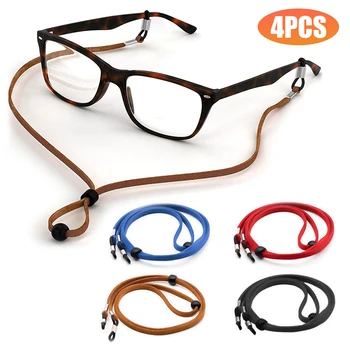 Elbru Klassisk Holdbar PU-læder Brille Rem Fire Farver Forstærkede Anti-Slip Klip Loop Ultralet Justerbar Briller Ledning