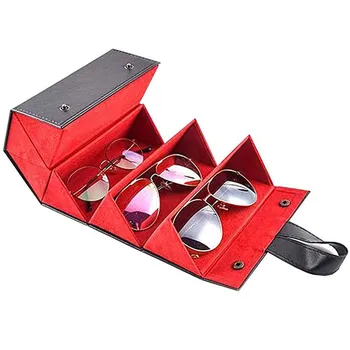 Elbru Mode Multi Par Bærbare Briller Arrangør 5 Slot-Briller Opbevaring Vise Rejse Folde Solbriller PU Læder taske