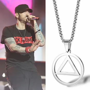 Eminem Trekant Rund Halskæde Vedhæng til Mænd Dreng, Hip-Hop, Rock Street Kultur Kæde Halskæde Mand Smykker Gave