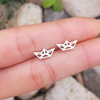 Enkel Båd Øreringe til Kvinder Guld Stainless Stell Vintage Origami Pendientes koreanske Smykker Ohrringe Øre Piercing