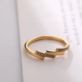 Enkel Glat rosa guld farve Rustfrit Stål Ringe rhinestone Engagement Ring Mode Smykker til Kvinder Tilbehør Anillos Gave