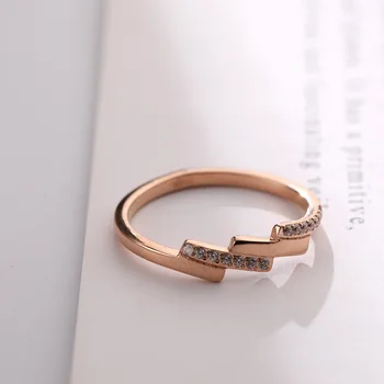 Enkel Glat rosa guld farve Rustfrit Stål Ringe rhinestone Engagement Ring Mode Smykker til Kvinder Tilbehør Anillos Gave