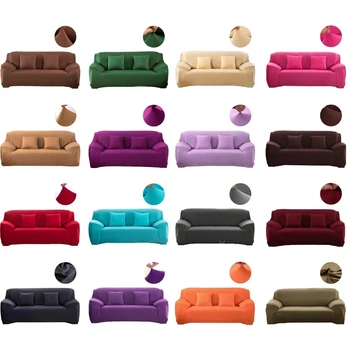 Ensfarvet Fuldt Pakket Sofa Dækning Moderne Elastisk Hjørne Aftagelig Dekorativ Non-slip Sofaen Dække Stue Møbler