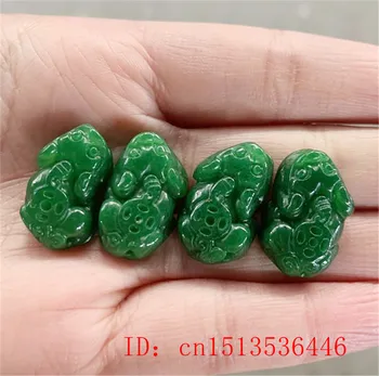 Et Par Naturlige Grønne Jade Perler Pixiu Vedhæng Jadeite Emerald DIY Armbånd Halskæde Smykker Mode Charme Tilbehør